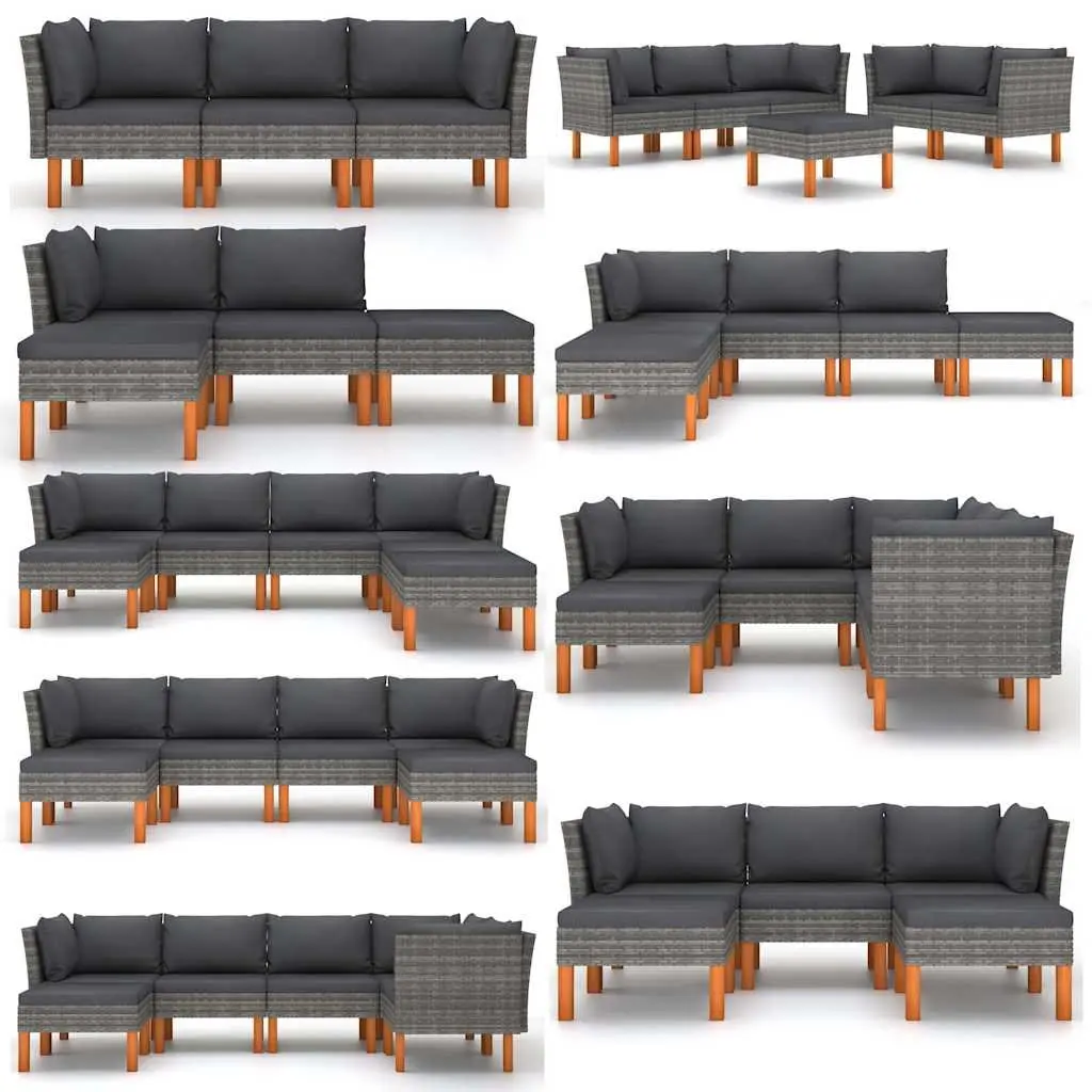 Outdoor Corner Sofa Sectional Grey Rattan Garden Furniture