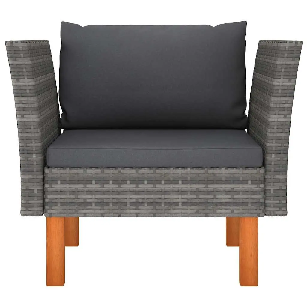 Outdoor Sectional Sofa Garden Lounger PE Rattan Eucalyptus Wood Grey Seating