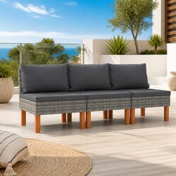 Comfortable and Reliable Grey Rattan Outdoor Middle Sofas