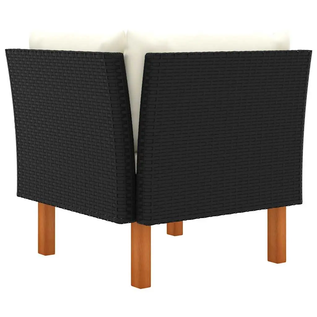 Black Rattan Corner Sofa for Outdoor Use
