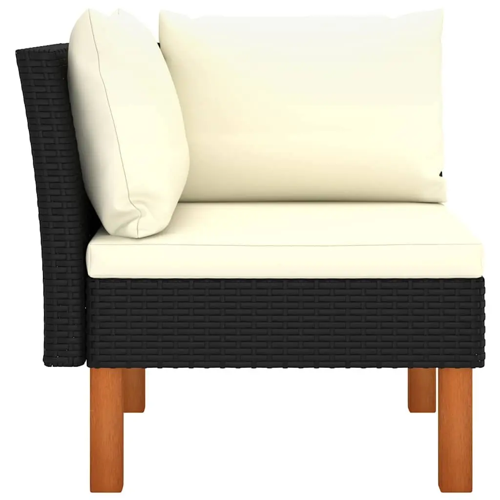 Black Rattan Corner Sofa for Outdoor Use