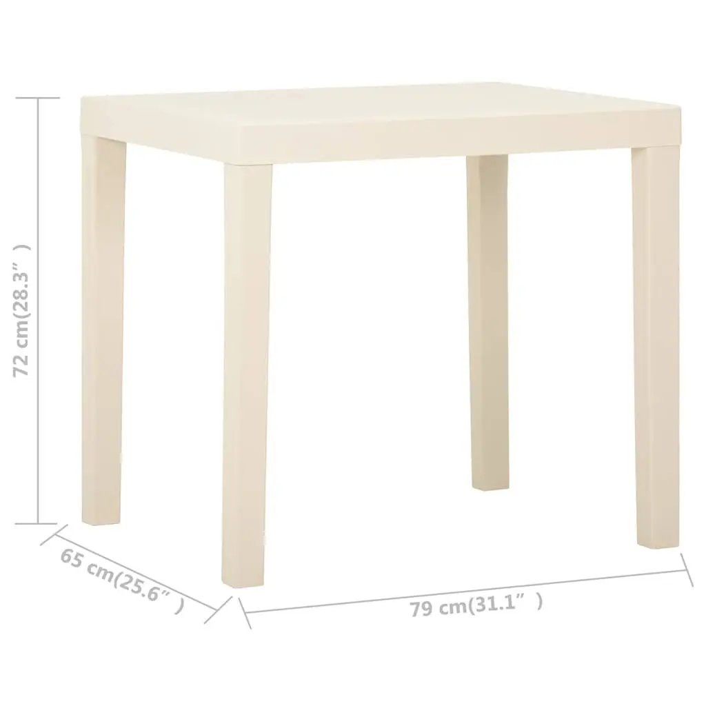 White Plastic Garden Dining Table 79x65x72cm