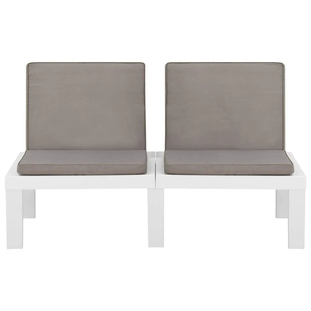Outdoor Garden Lounge Bench with Cushion White Patio Seating Furniture