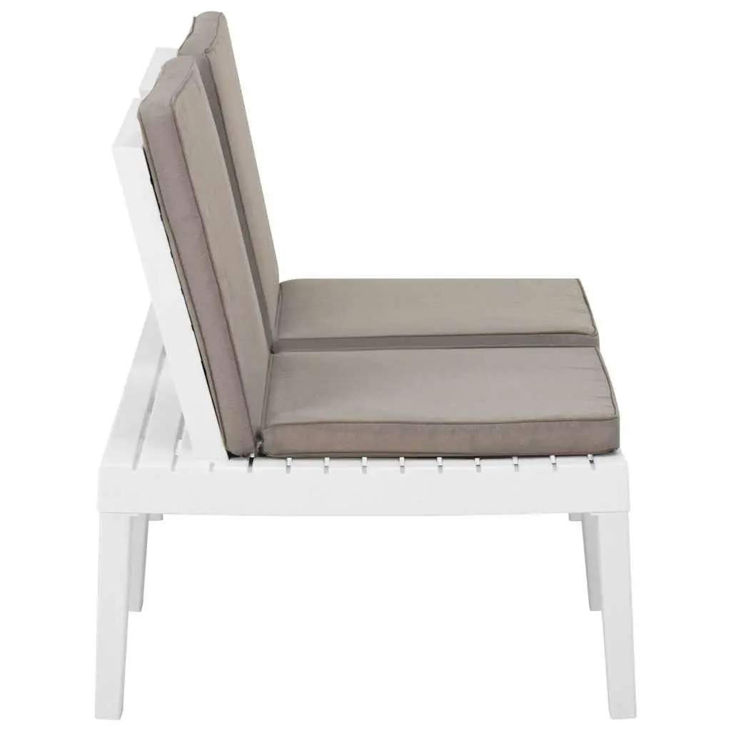 Outdoor Garden Lounge Bench with Cushion White Patio Seating Furniture