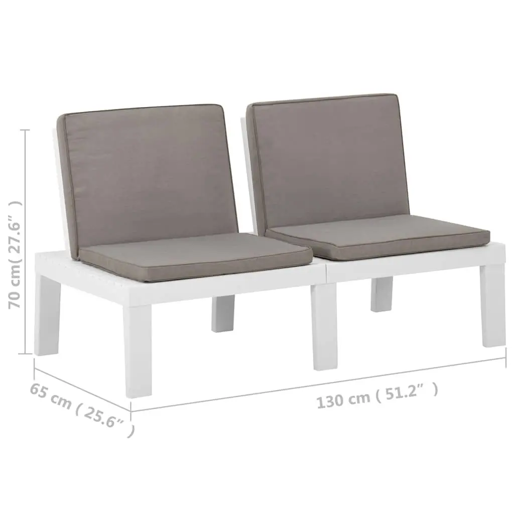 Outdoor Garden Lounge Bench with Cushion White Patio Seating Furniture