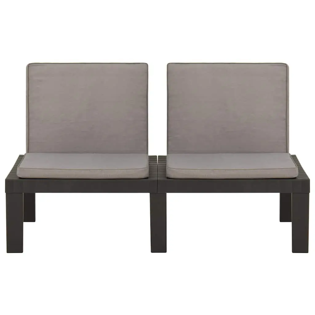 Outdoor Garden Lounge Bench with Padded Cushion Lightweight Seating Grey