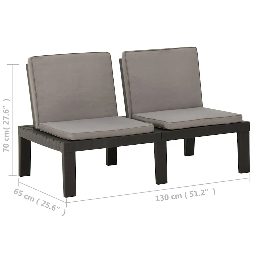 Outdoor Garden Lounge Bench with Padded Cushion Lightweight Seating Grey