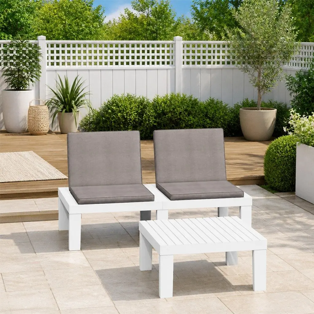 Garden Lounge Set 2 Piece Outdoor Furniture Cushions White