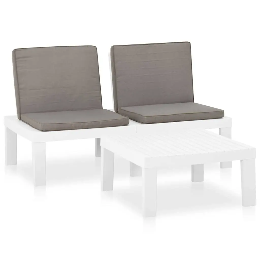 Garden Lounge Set 2 Piece Outdoor Furniture Cushions White