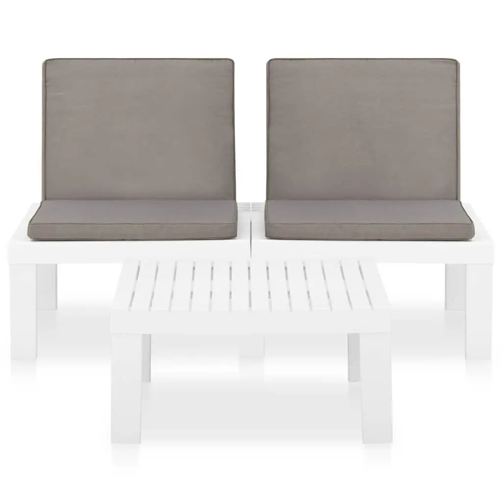 Garden Lounge Set 2 Piece Outdoor Furniture Cushions White