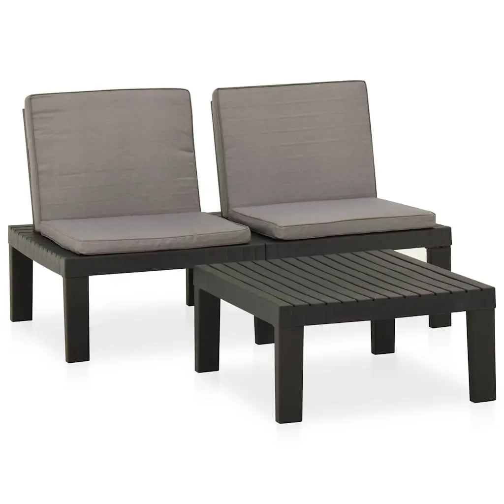 2 Piece Garden Lounge Set Outdoor Furniture Cushioned Seating Grey