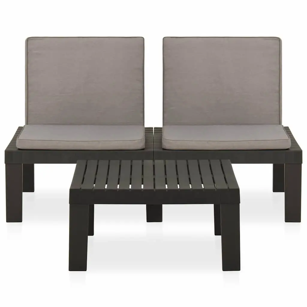2 Piece Garden Lounge Set Outdoor Furniture Cushioned Seating Grey