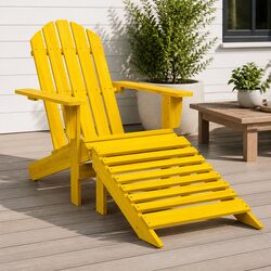 Reassuring Comfort: Adirondack Chair with Ottoman in Yellow