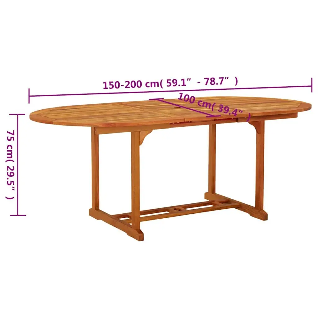 Extendable Solid Wood Garden Table Outdoor Dining Patio Furniture Brown