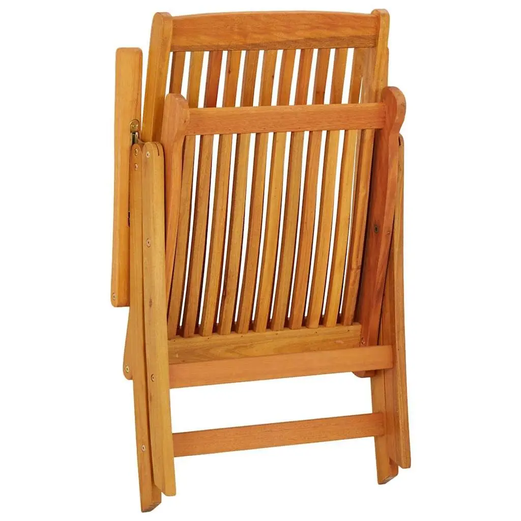 Folding Garden Chairs Outdoor Seating 2 pcs Solid Wood Eucalyptus Brown