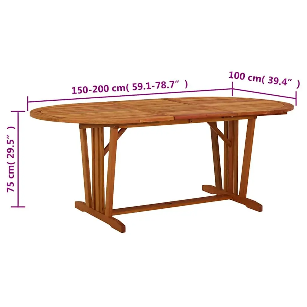 Extendable Solid Wood Garden Table Outdoor Dining 200x100cm Brown