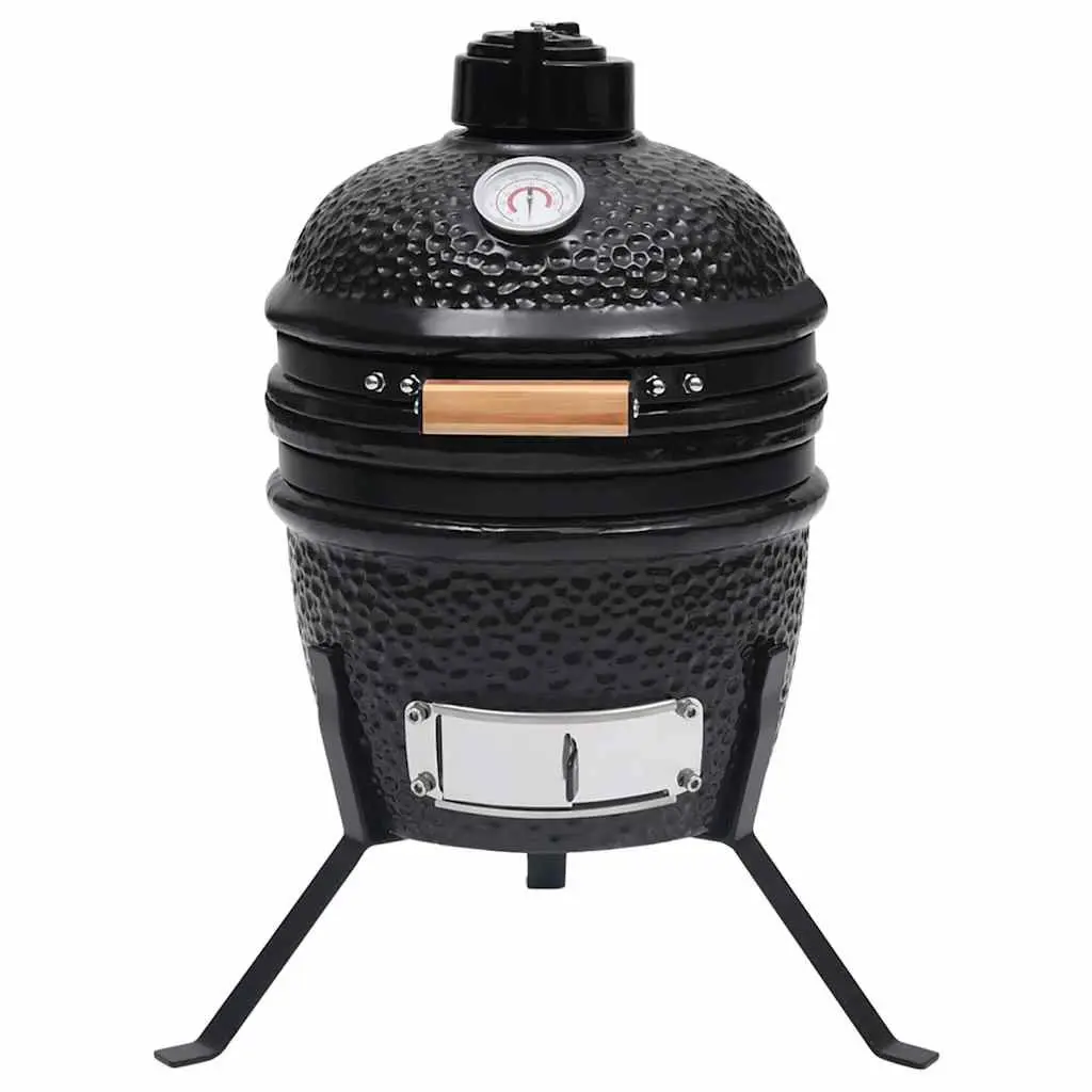Kamado Grill 56cm Black Outdoor Cooking Ceramic Smoker for Grilling Baking and Smoking