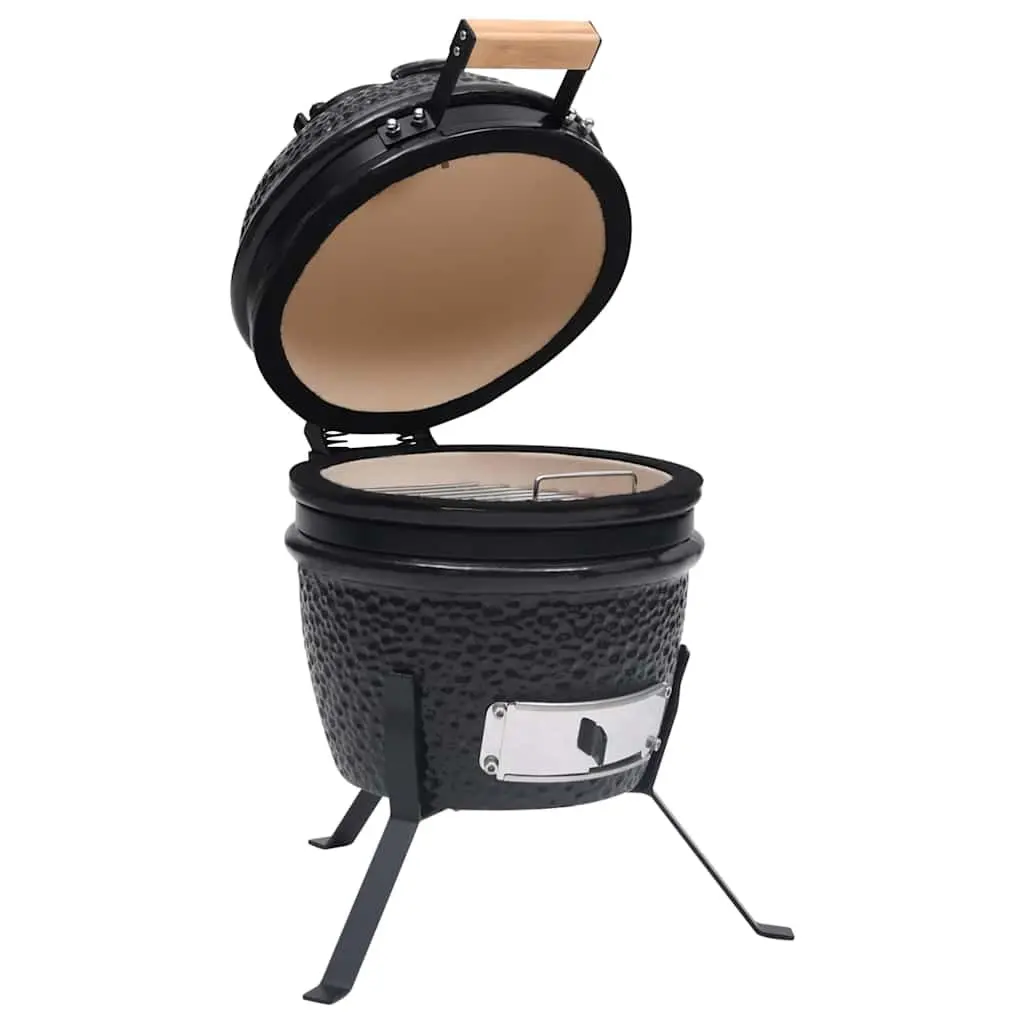 Kamado Grill 56cm Black Outdoor Cooking Ceramic Smoker for Grilling Baking and Smoking
