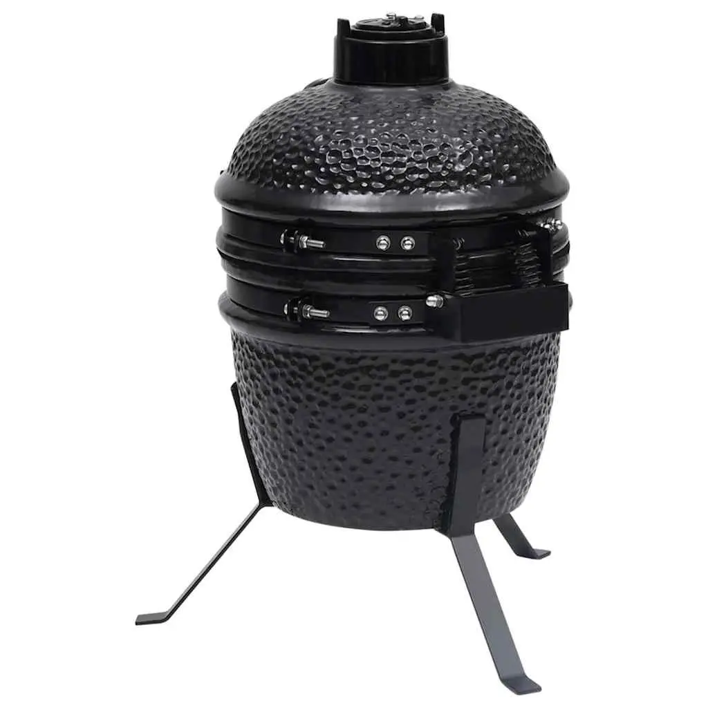 Kamado Grill 56cm Black Outdoor Cooking Ceramic Smoker for Grilling Baking and Smoking