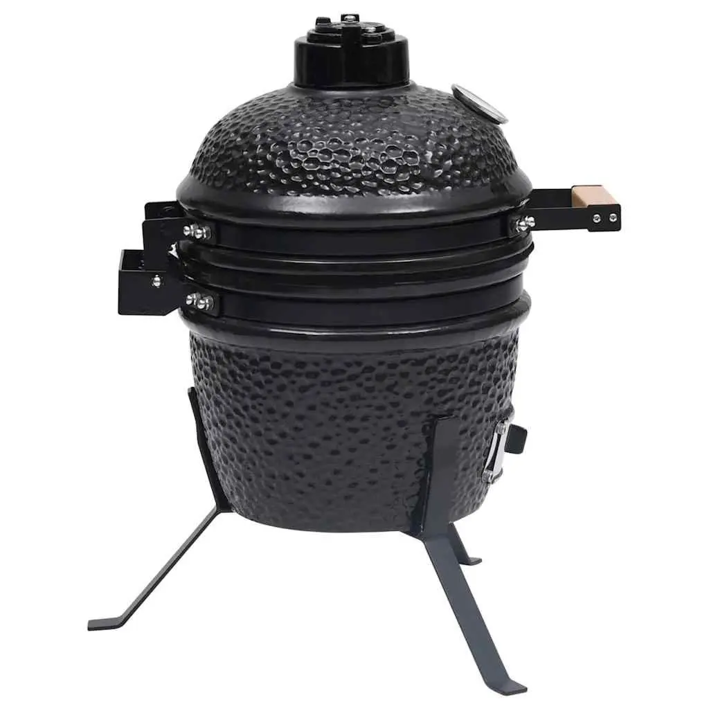 Kamado Grill 56cm Black Outdoor Cooking Ceramic Smoker for Grilling Baking and Smoking