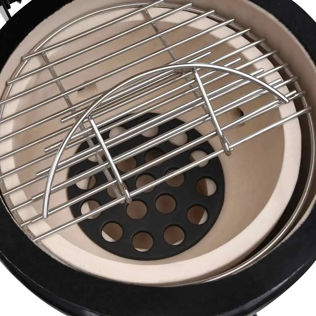 Kamado Grill 56cm Black Outdoor Cooking Ceramic Smoker for Grilling Baking and Smoking