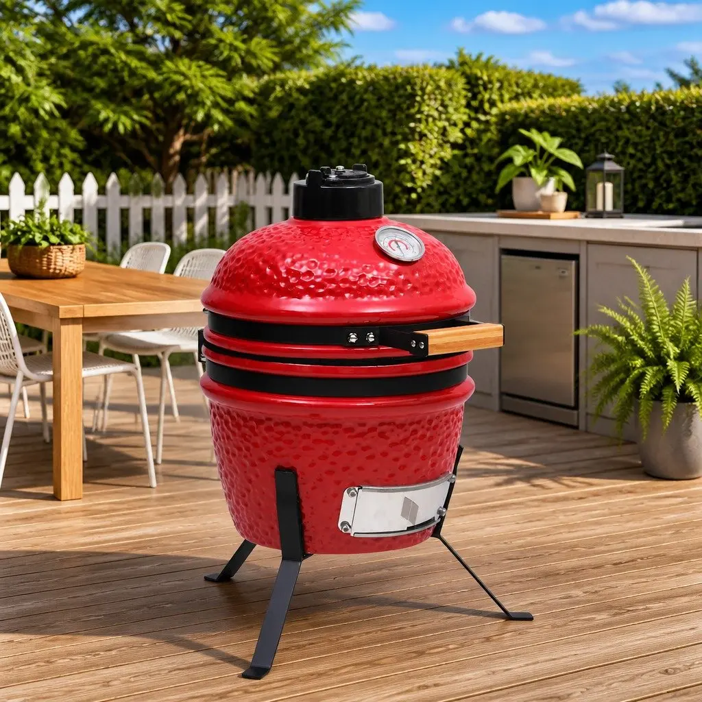 Red Ceramic Kamado Grill 56cm
