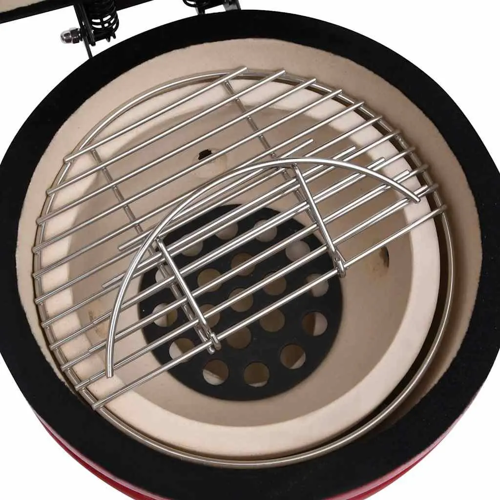 Kamado Barbecue Grill Smoker Outdoor Cooking 56cm Red Ceramic Coal Wood