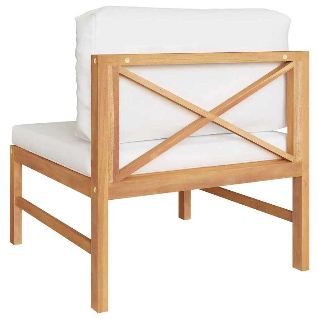 Outdoor Sofa Section Teak Wood Cream Cushions Garden Patio Furniture