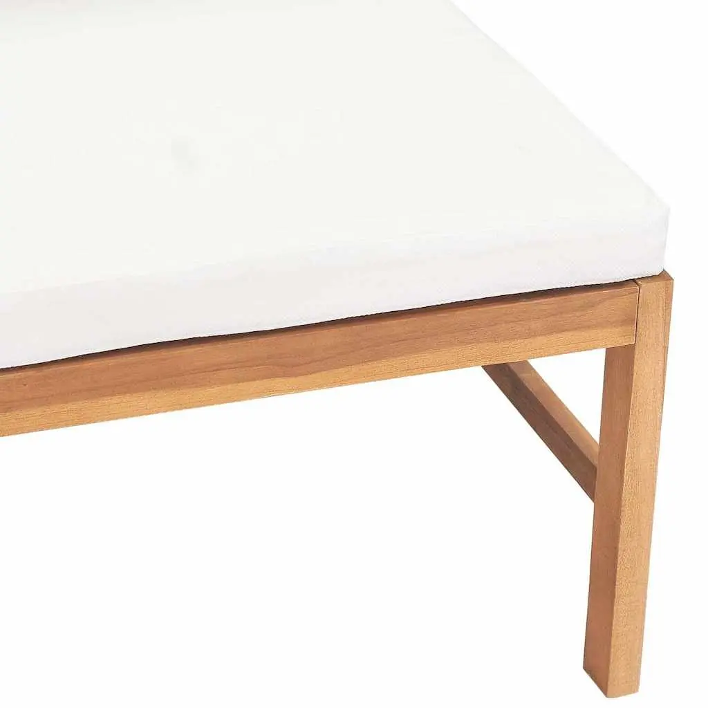 Outdoor Sofa Section Teak Wood Cream Cushions Garden Patio Furniture