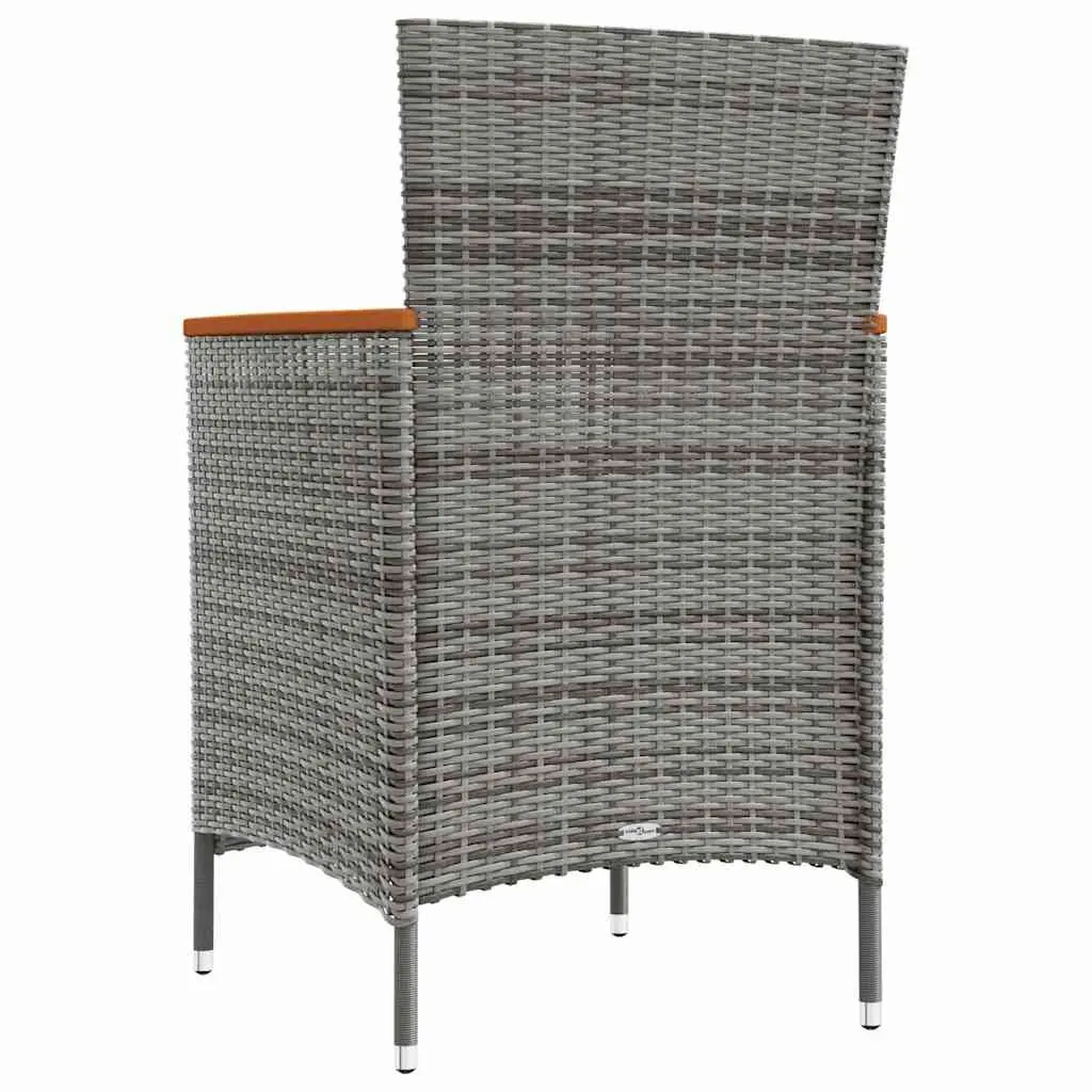 Outdoor Dining Chairs Grey 2 Piece Garden Poly Rattan Patio Seating with Cushion