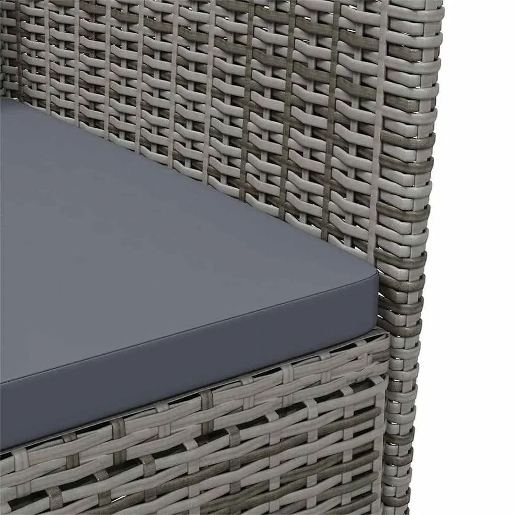 Outdoor Dining Chairs Grey 2 Piece Garden Poly Rattan Patio Seating with Cushion