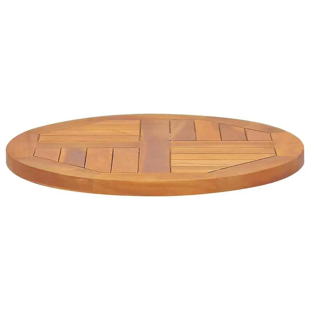 Round Teak Wood Table Top 50cm Diameter Brown