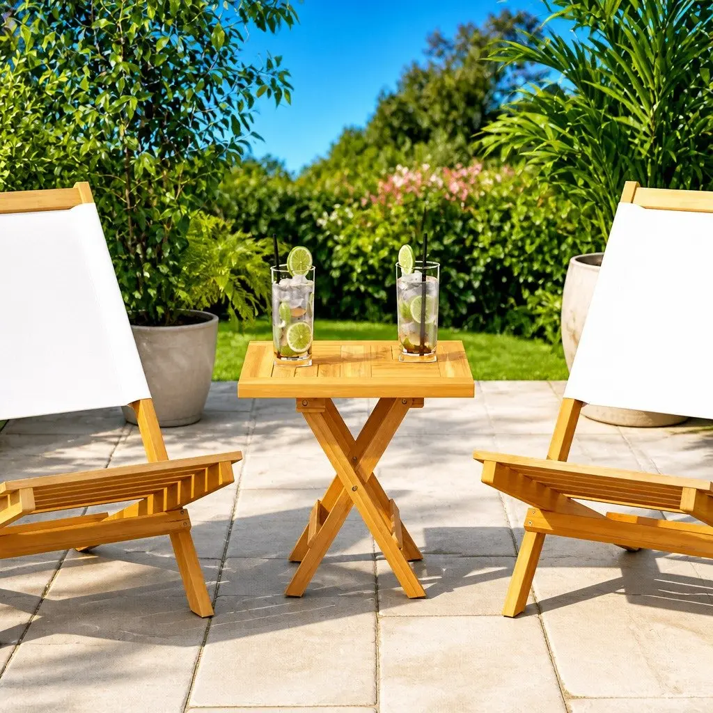 Square Teak Table Top Replacement Surface 40x40x2.5cm Brown