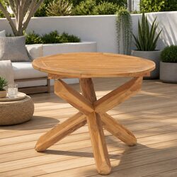 Warm Brown Round Garden Dining Table Ø90cm