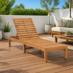 Warm Teak Lounger for Relaxing in the Outdoors