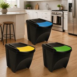 Value-Packed Anthracite Rubbish Bin Set, 3 pcs, 75 L