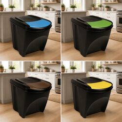 Stackable Garbage Bin Boxes 4 pcs Anthracite 100 L Waste Sorting Containers