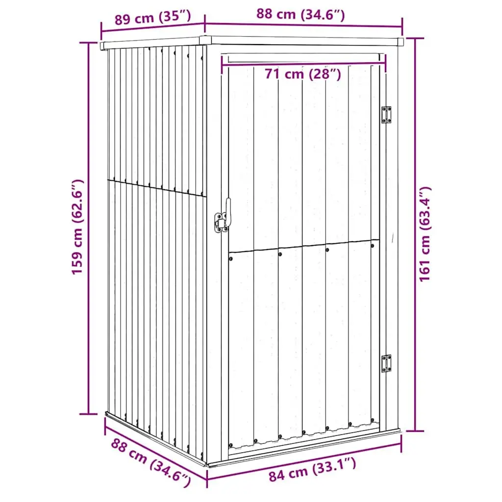 Garden Tool Shed Green 88x89x161cm Galvanised Steel Storage Outdoor