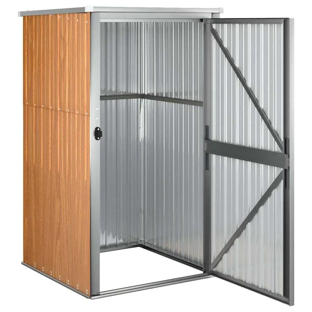 Garden Tool Shed Outdoor Storage Box 88x89x161cm Brown Galvanised Steel Frame