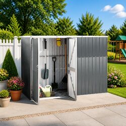 Reliable Grey Garden Tool Shed for Outdoor Storage