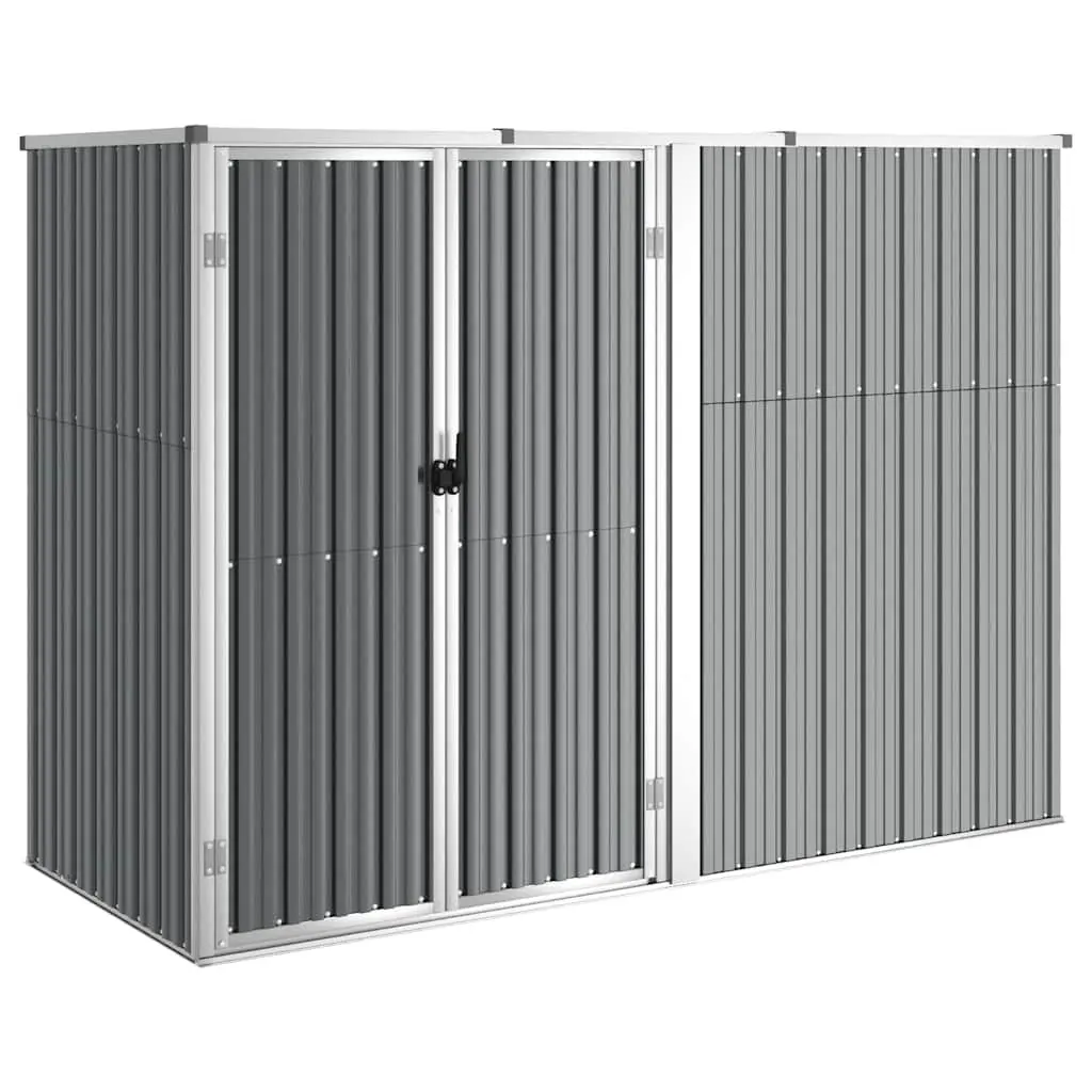 Garden Tool Shed Outdoor Storage 225x89x161 cm Grey Galvanised Steel Frame