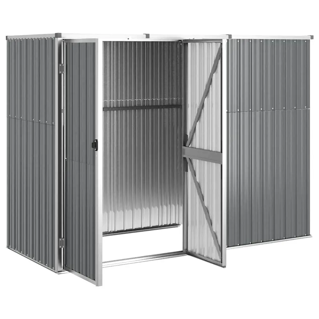 Garden Tool Shed Outdoor Storage 225x89x161 cm Grey Galvanised Steel Frame
