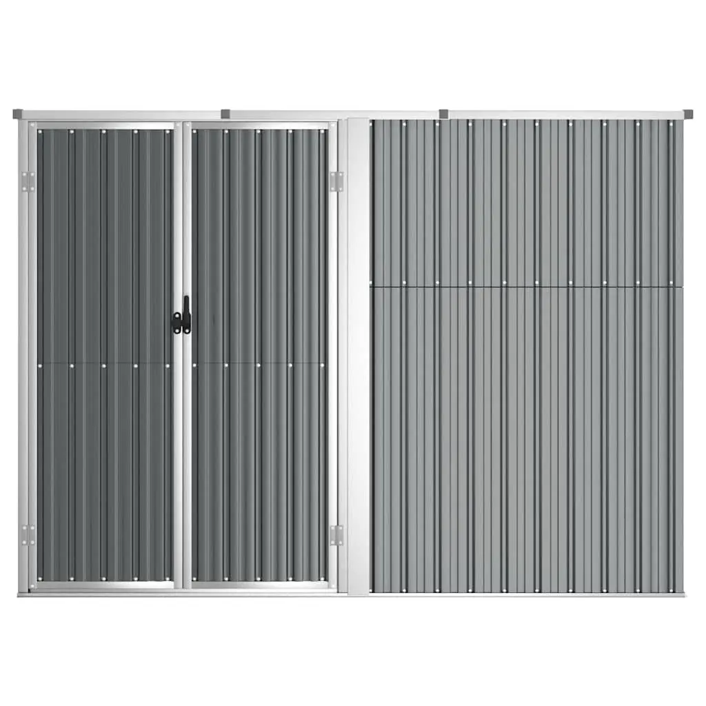 Garden Tool Shed Outdoor Storage 225x89x161 cm Grey Galvanised Steel Frame