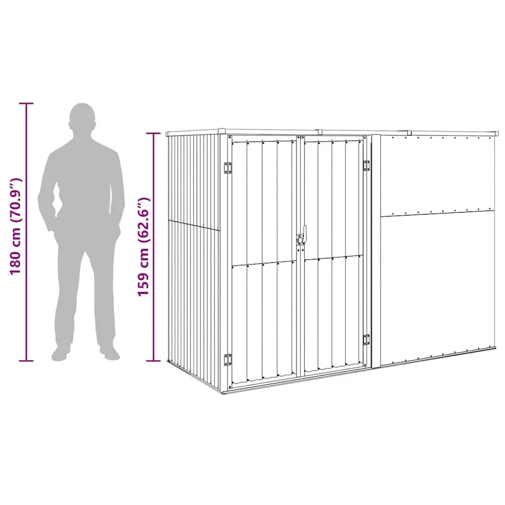 Garden Tool Shed Outdoor Storage 225x89x161 cm Grey Galvanised Steel Frame