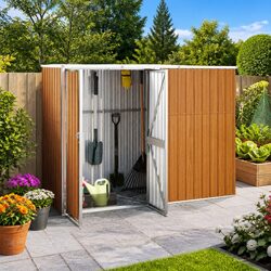 Reliable Brown Garden Tool Shed with Smart Design