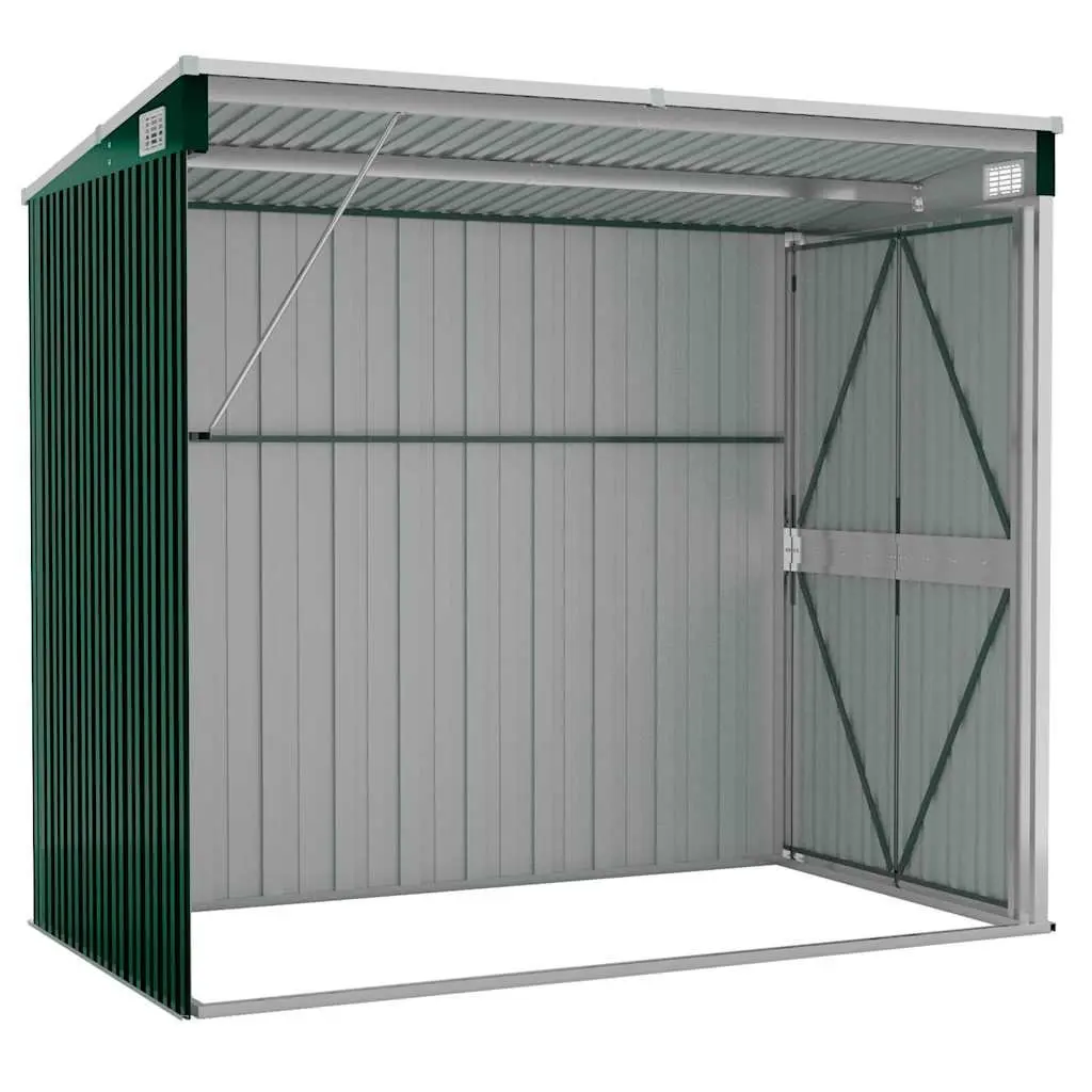 Wall-mounted Garden Shed Outdoor Storage 118 x 194 x 178 cm Green Steel Double Door