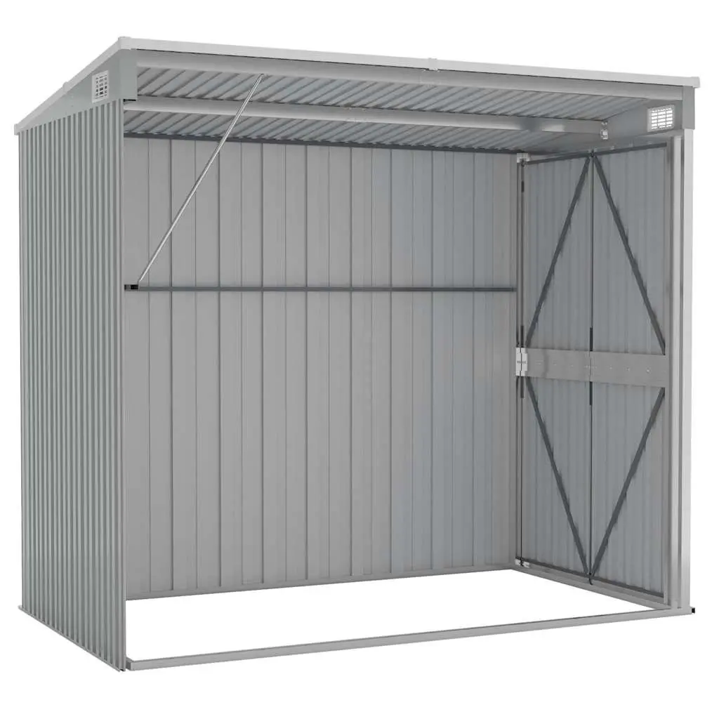 Wall-Mounted Garden Shed Storage Outdoor Steel Tool Locker Grey 118 x 194 x 178 cm