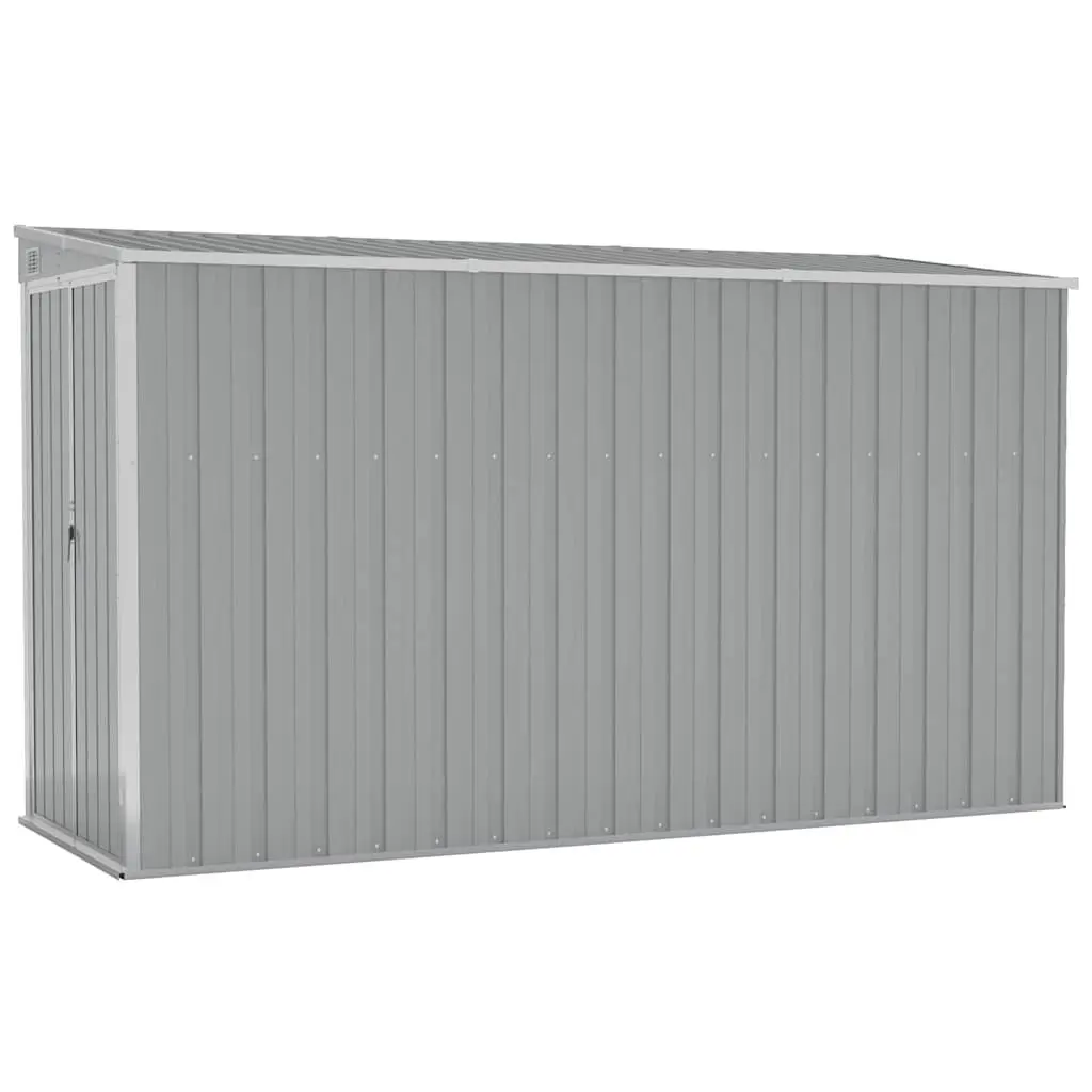 Wall-mounted Garden Shed Outdoor Storage 118 x 288 x 178 cm Grey Galvanised Steel Double Door
