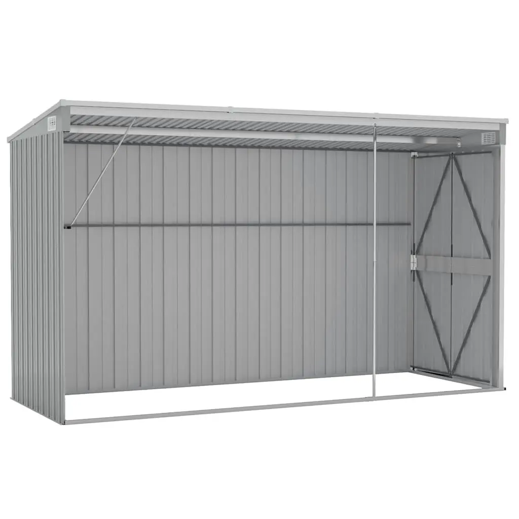 Wall-mounted Garden Shed Outdoor Storage 118 x 288 x 178 cm Grey Galvanised Steel Double Door