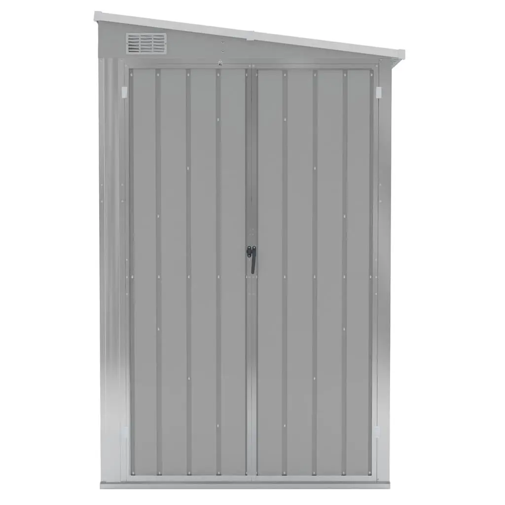 Wall-mounted Garden Shed Outdoor Storage 118 x 288 x 178 cm Grey Galvanised Steel Double Door
